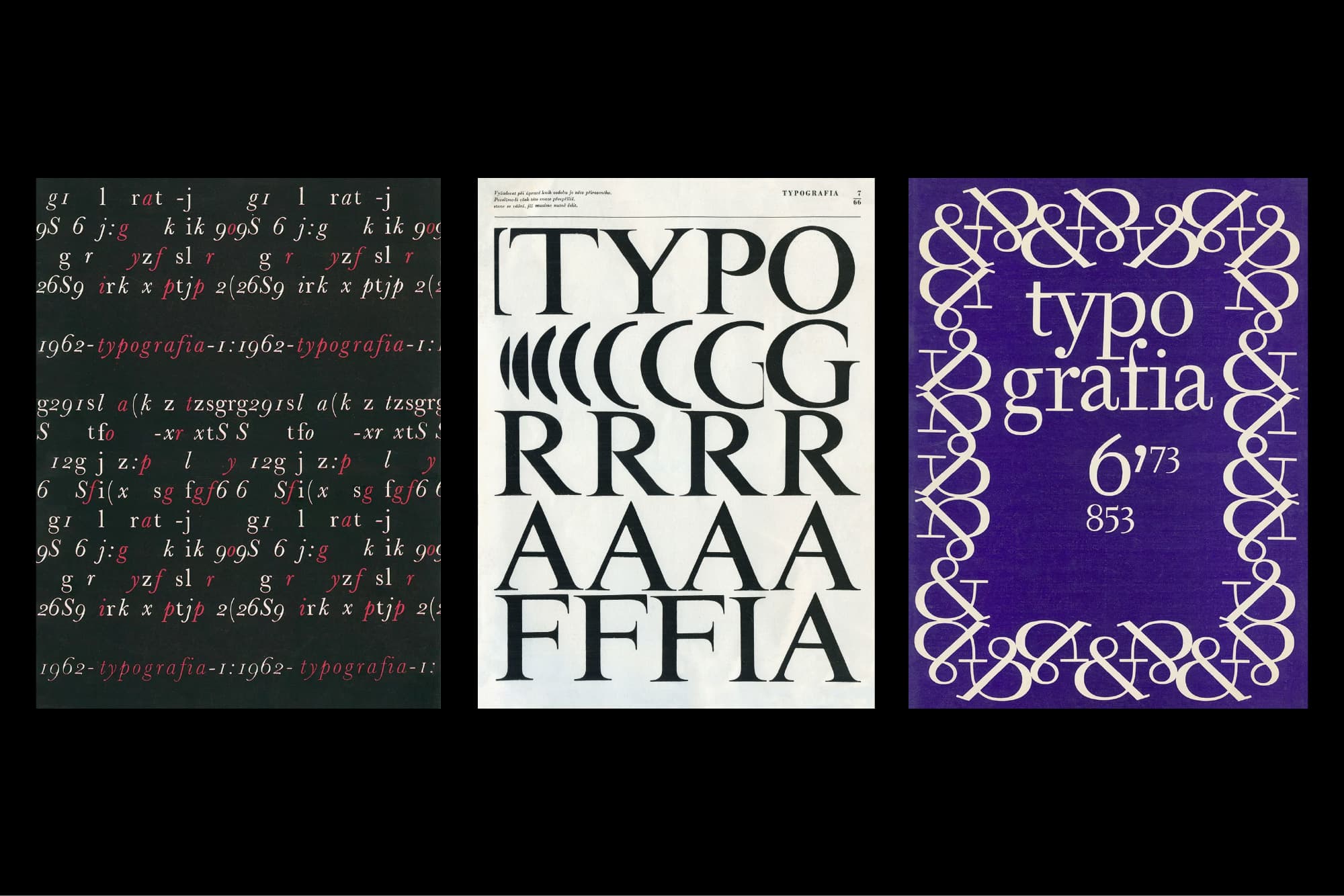 Typografia launched in 1894, becoming the print journal of Czechoslovakia. Mixing theory, technology and typography, it documented Grafotechna’s work throughout the 1960s and ’70s.