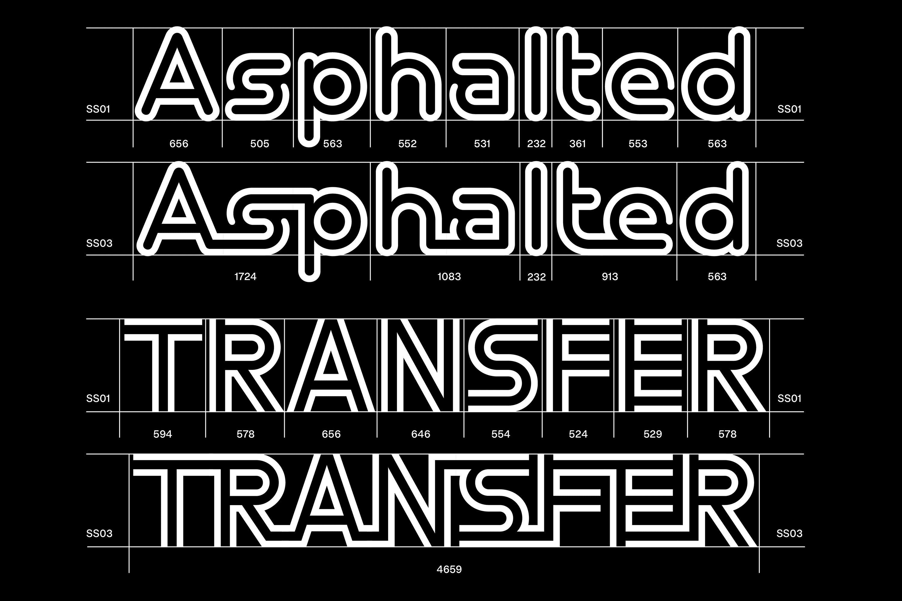 Logistik includes an innovative stylistic set of optional ligatures, allowing a ‘connected’ set to activate.