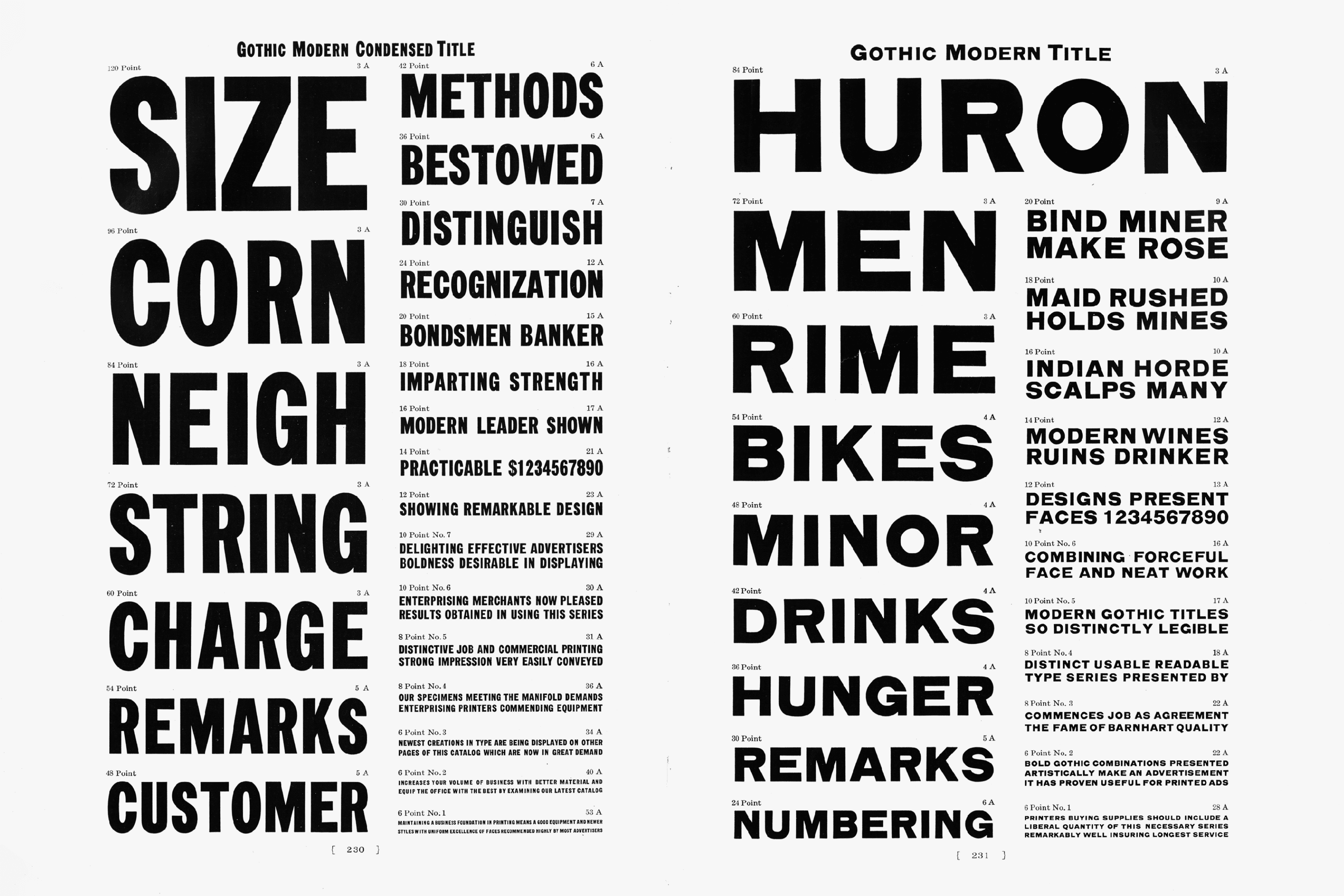 Gothics spread, Barnhart Brothers & Spindler, Chicago, USA, 1901.