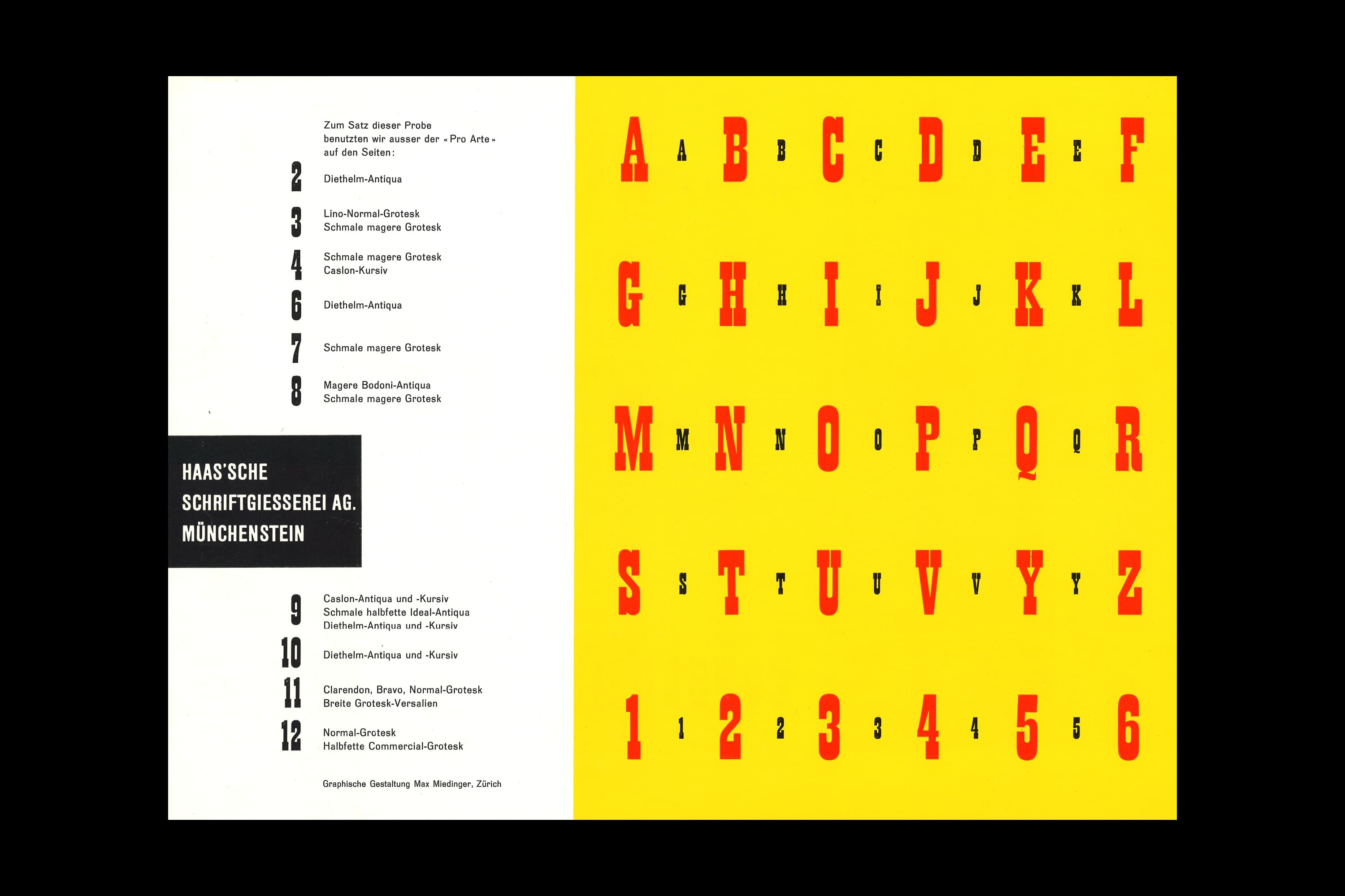 Pro Arte, Max Miedinger, Haas Foundry, 1954. Image courtesy: Basler Papiermühle. Schweizerisches Museum für Papier, Schrift und Druck