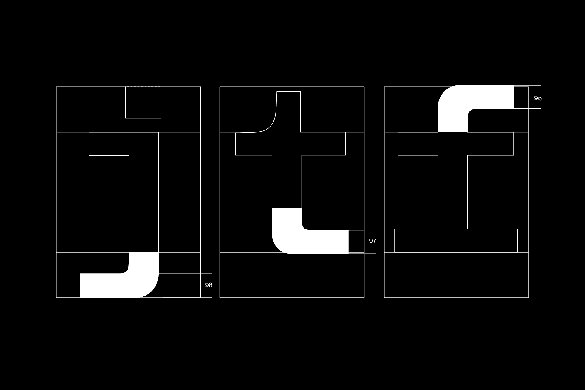 Optical variation in the flat terminals of “j,” “t,” and “f.”