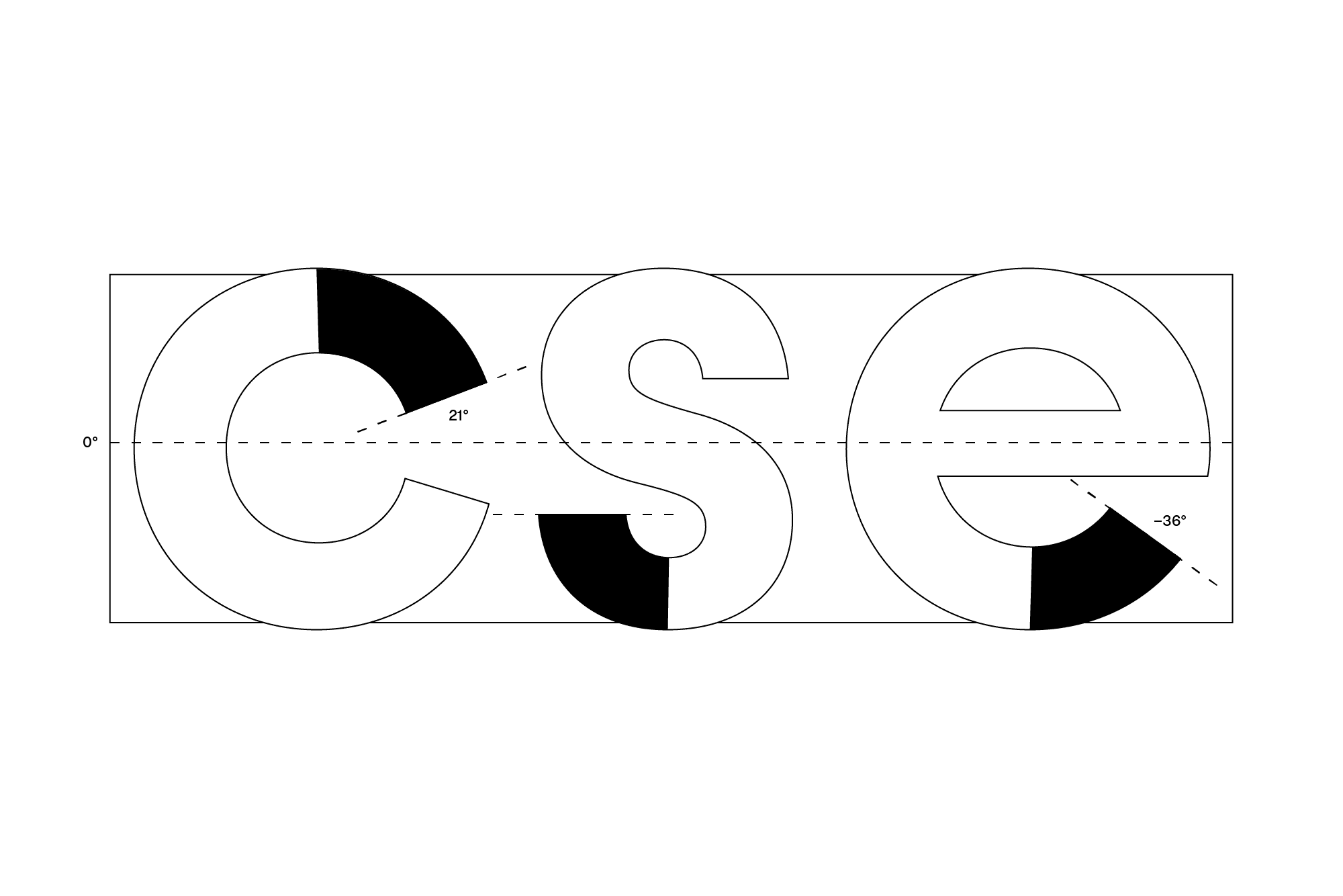 The diagonal terminal endings are optically adjusted to maintain visual consistency.